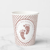 バラ金ゴールドグリッターベビー足ベビーシャワーペルソナリス 紙コップ (裏面)