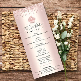 バラ金ゴールドグリッターベーカリーカップケーキパティシシェフメニュー ラックカード