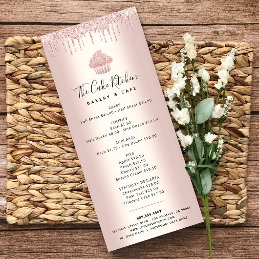 バラ金ゴールドグリッターベーカリーカップケーキパティシシェフメニュー ラックカード