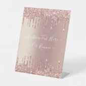 バラ金ゴールドグリッターペデスタルサインカスタム文字 台座サイン (正面)