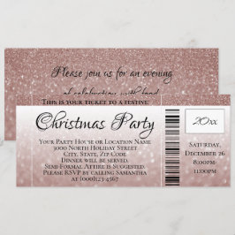 バラ金ゴールドグリッターホリデークリスマスパーティーチケット 招待状