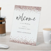 バラ金ゴールドグリッターホワイトウェルカム結婚to 台座サイン (インサイチュ)