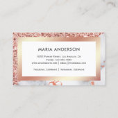 バラ金ゴールドグリッターホワイトマーブルメイクアップアーティスト 名刺 (裏面)