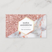 バラ金ゴールドグリッターホワイトマーブルメイクアップアーティスト 名刺 (正面)