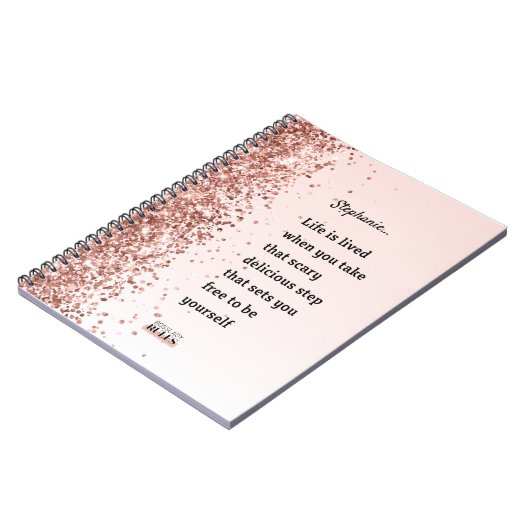 バラ金ゴールドグリッターボスレディやる気を起こさせる引用文 ノートブック (左側)