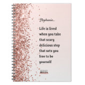 バラ金ゴールドグリッターボスレディやる気を起こさせる引用文 ノートブック (正面)