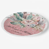 バラ金ゴールドグリッターボホ花模様ズフェイ結婚ズ ペーパープレート (アングル)