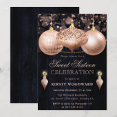 バラ金ゴールドグリッターボーブルクリスマススウィート16 招待状 (正面/裏面)