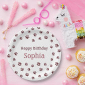 バラ金ゴールドグリッターポープリントペットバースデーパーティー ペーパープレート (パーティー)