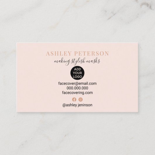 バラ金ゴールドグリッターマスク顔デザインピンク 名刺 (裏面)
