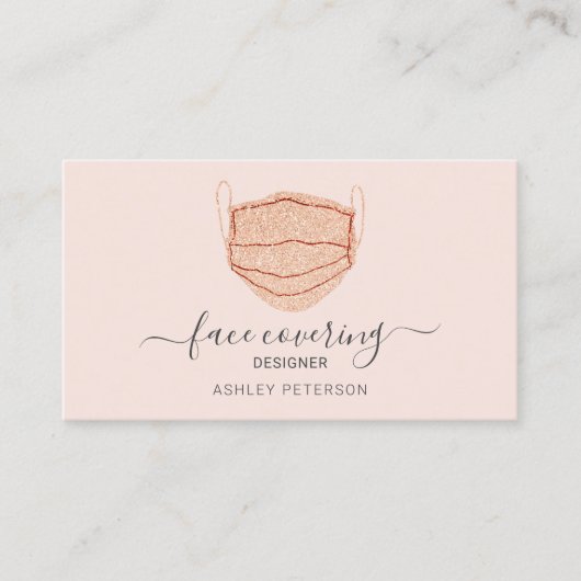 バラ金ゴールドグリッターマスク顔デザインピンク 名刺 (正面)