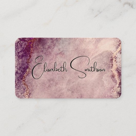 バラ金ゴールドグリッターマーブルソーシャルメディア&QRコード 名刺 (正面)