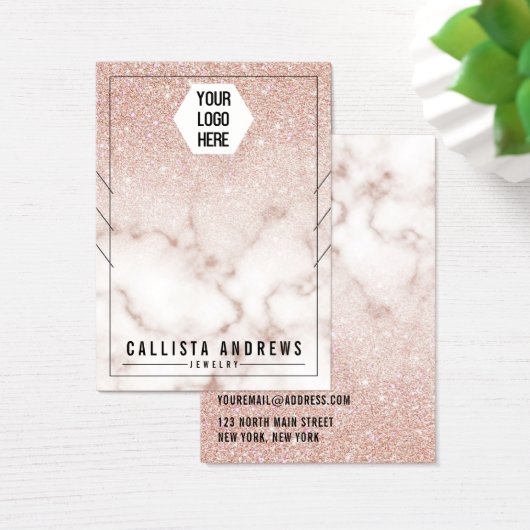 バラ金ゴールドグリッターマーブルネックレスディスプレイ (デスク)