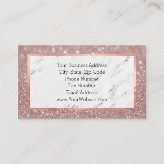 バラ金ゴールドグリッターマーブルメイクアップアーティストヘア 名刺 (裏面)