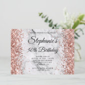 バラ金ゴールドグリッターマーブル50th誕生日 招待状 (スタンド正面)