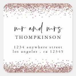 バラ金ゴールドグリッターミセス・ネーム・差出人住所・ホワイト スクエアシール