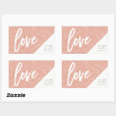 バラ金ゴールドグリッターミニシャンパン、ミニワイン、ラベル 長方形シール (シート)