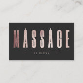 バラ金ゴールドグリッターミニマルマッサージセラピスト 名刺 (正面)