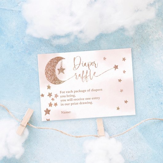バラ金ゴールドグリッタームーンスターズ雲おむつラッフル エンクロージャーカード