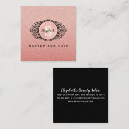 バラ金ゴールドグリッターメイクアップアーティストヘアサロンビジネス スクエア名刺