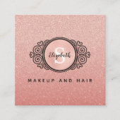 バラ金ゴールドグリッターメイクアップアーティストヘアサロンビジネス スクエア名刺 (正面)