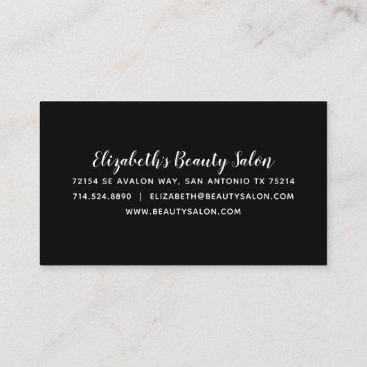 バラ金ゴールドグリッターメイクアップアーティストヘアサロンビジネス 名刺 (裏面)