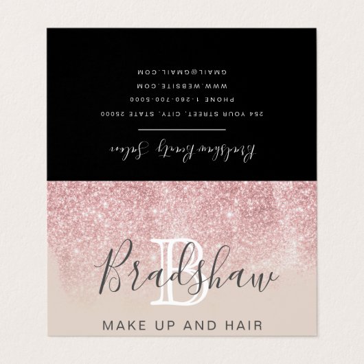 バラ金ゴールドグリッターメイクアップアーティストヘアサロン 名刺 (外部フラット)