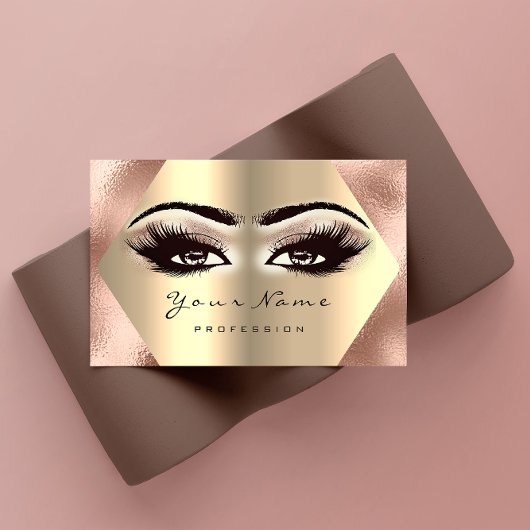 バラ金ゴールドグリッターメイクアップアーティストラッシュオープンアイ 名刺