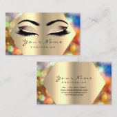 バラ金ゴールドグリッターメイクアップアーティストラッシュホログラフ 名刺 (正面/裏面)