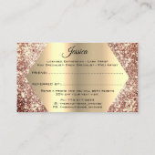 バラ金ゴールドグリッターメイクアップアーティストラッシュ参照フレンド 名刺 (裏面)