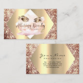 バラ金ゴールドグリッターメイクアップアーティストラッシュ魅力的 名刺 (正面/裏面)
