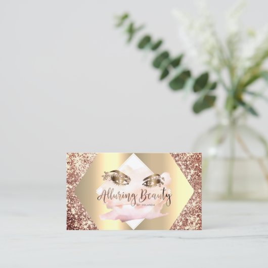 バラ金ゴールドグリッターメイクアップアーティストラッシュ魅力的 名刺 (スタンド正面)