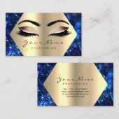 バラ金ゴールドグリッターメイクアップアーティストラッズブルーネイビー 名刺 (正面/裏面)