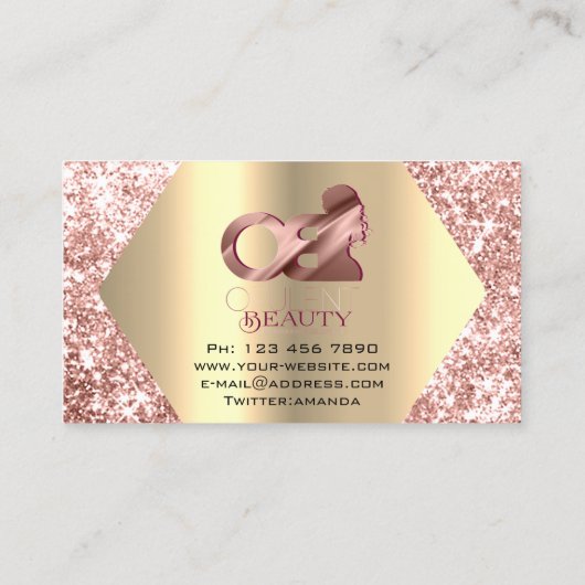 バラ金ゴールドグリッターメイクアップアーティストラッズロゴ 名刺 (裏面)