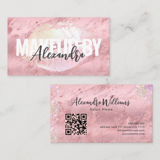 バラ金ゴールドグリッターメイクアップアーティストリップサロン 名刺 (正面/裏面)