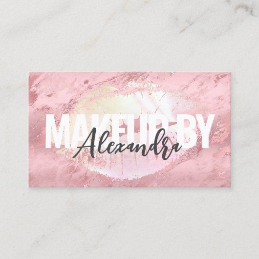 バラ金ゴールドグリッターメイクアップアーティストリップサロン 名刺 (正面)