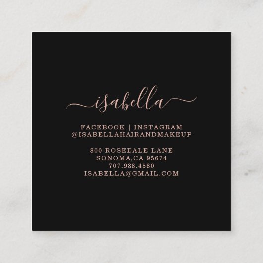 バラ金ゴールドグリッターメイクアップアーティスト名刺 スクエア名刺 (裏面)