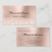 バラ金ゴールドグリッターメイクアップアーティスト美容師 予約カード (正面/裏面)