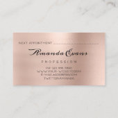 バラ金ゴールドグリッターメイクアップアーティスト美容師 予約カード (裏面)