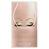 バラ金ゴールドグリッターメイクアップ美しいホワイト スモールペーパーバッグ (裏面)