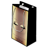 バラ金ゴールドグリッターメイクアップ美しい グラデーション スモールペーパーバッグ (裏面アングル)