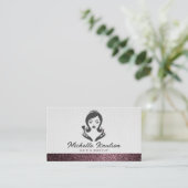 バラ金ゴールドグリッターメイクアップ&美容師サロンバス 名刺 (スタンド正面)