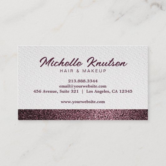 バラ金ゴールドグリッターメイクアップ&美容師サロンバス 名刺 (裏面)