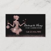 バラ金ゴールドグリッターメイドクリーニング家事 名刺 (正面)