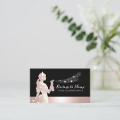 バラ金ゴールドグリッターメイドクリーニング家事 名刺 (スタンド正面)