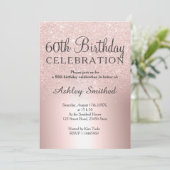 バラ金ゴールドグリッターメタグラデーションリック60歳の誕生日 招待状 (スタンド正面)