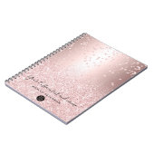 バラ金ゴールドグリッターメタリックスパークル紙吹雪ロゴ ノートブック (左側)