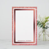 バラ金ゴールドグリッターメタリックピンクフレーム名 便箋 (スタンド正面)