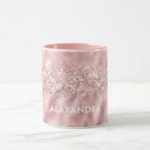 バラ金ゴールドグリッターメタリックピンク名前をカスタムするシック マグカップ (中央)