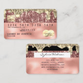 バラ金ゴールドグリッターモダンクレジットカード 名刺 (正面/裏面)